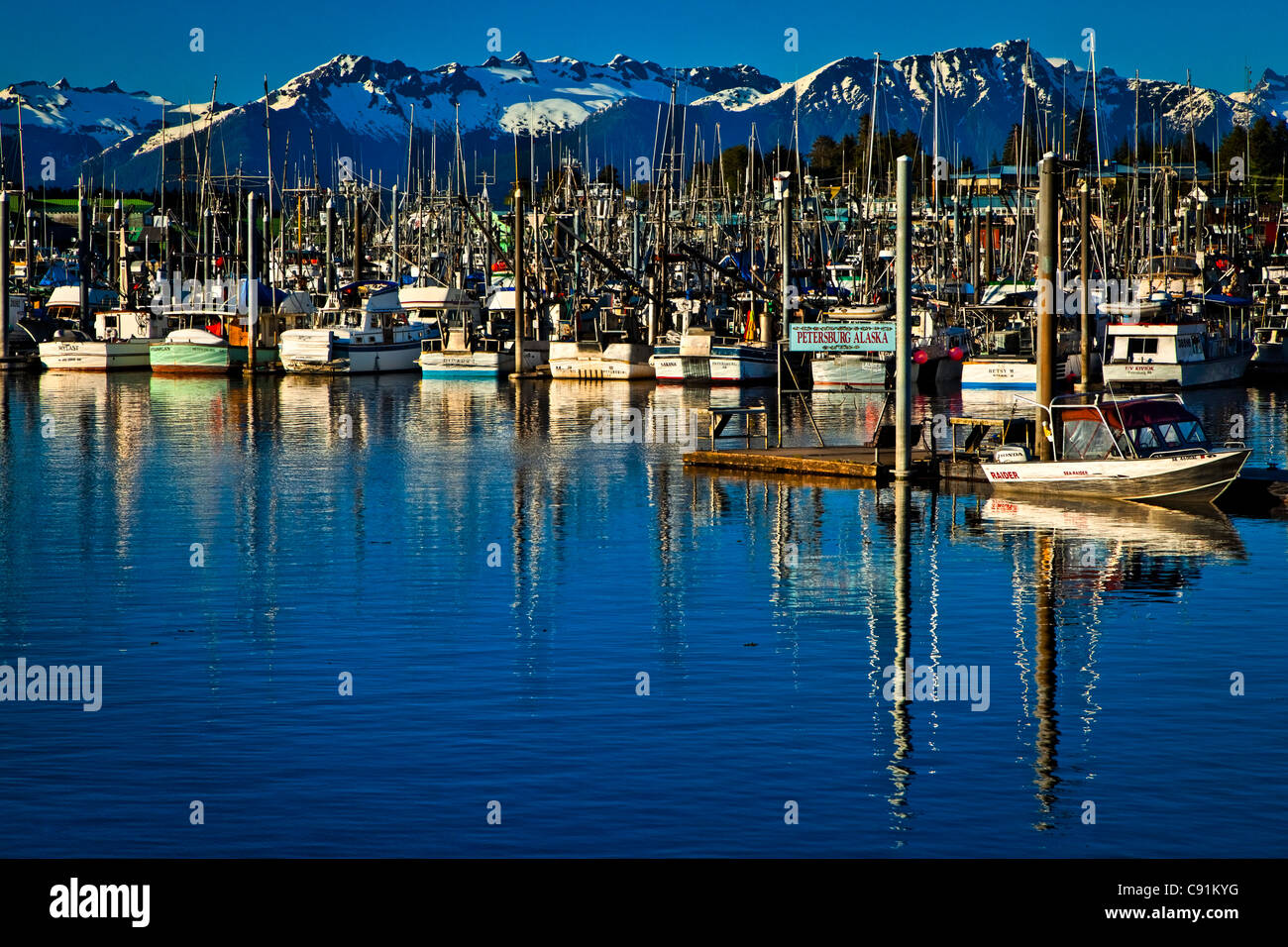 View of the South Harbor and moored commercial fishing boats