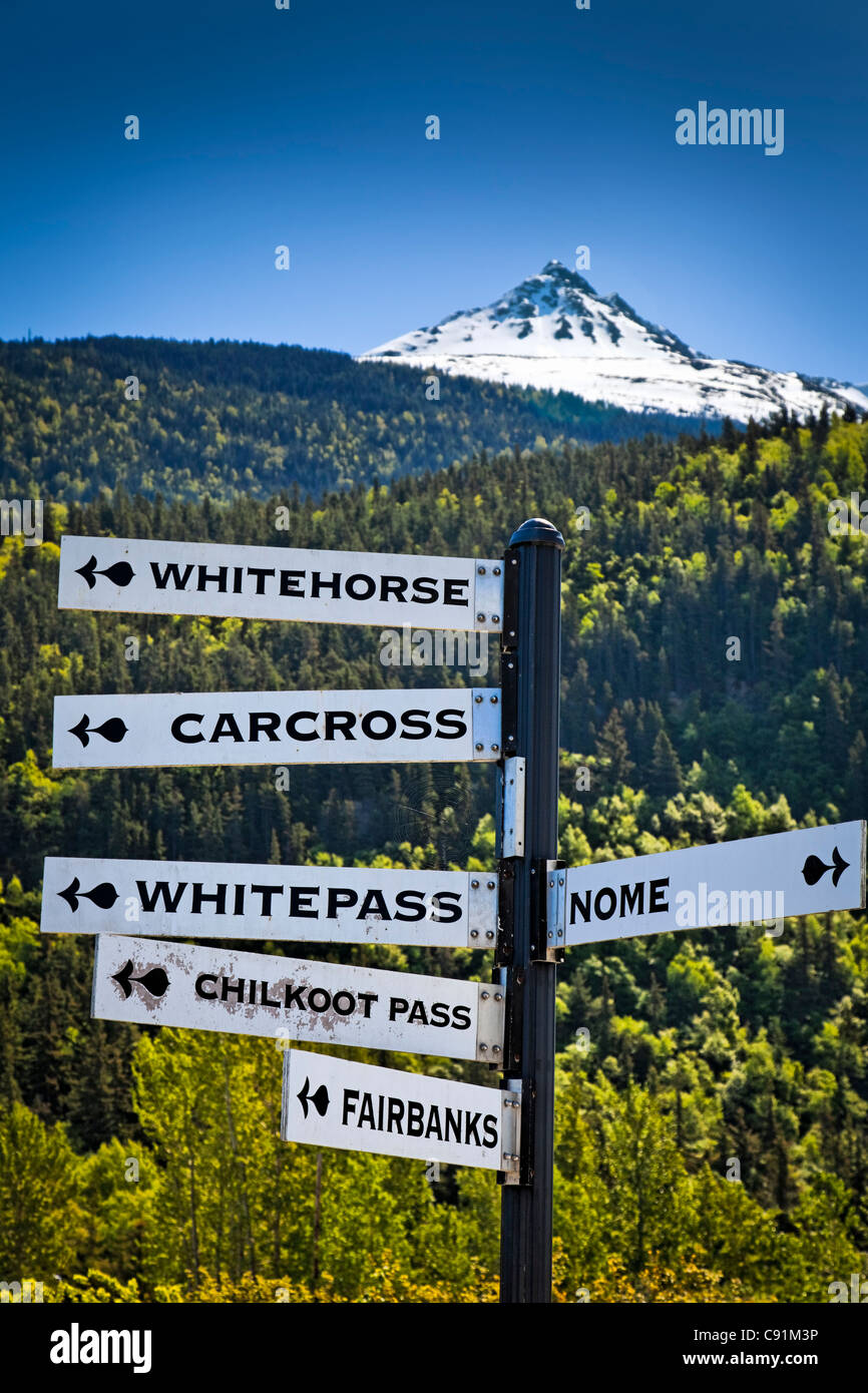 Close U P Of A Milepost Sign With A Scenic View Of A Snowcapped Stock Photo Alamy Close U P Of A Milepost Sign With A Scenic View Of A Snowcapped Stock Photo Alamy
