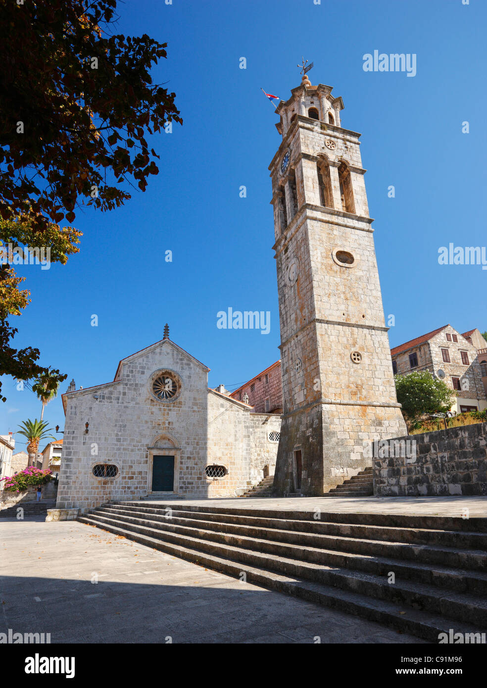 Church of Blato old town in island Korcula Stock Photo