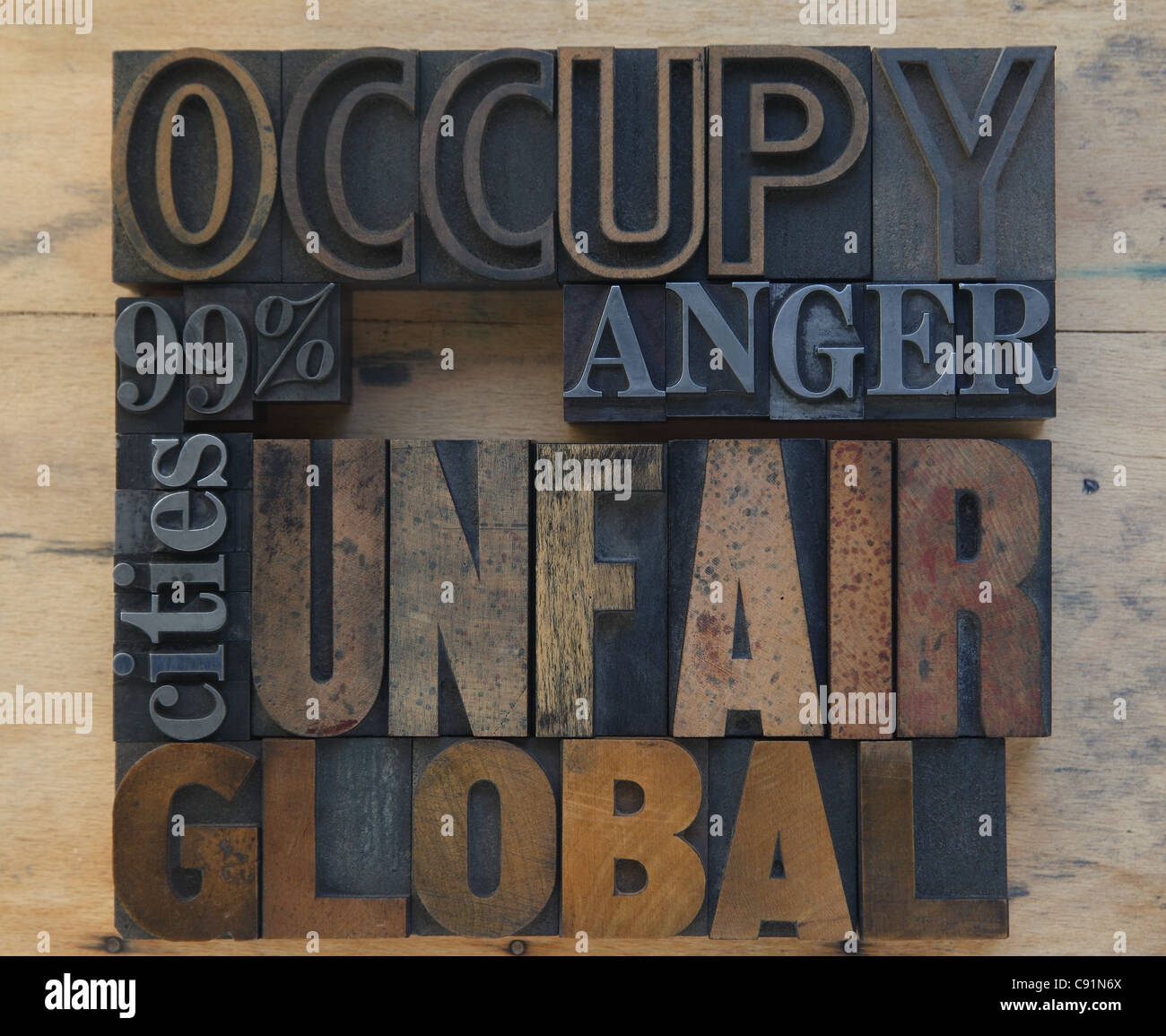 words related to the Occupy Wall Street movement Stock Photo