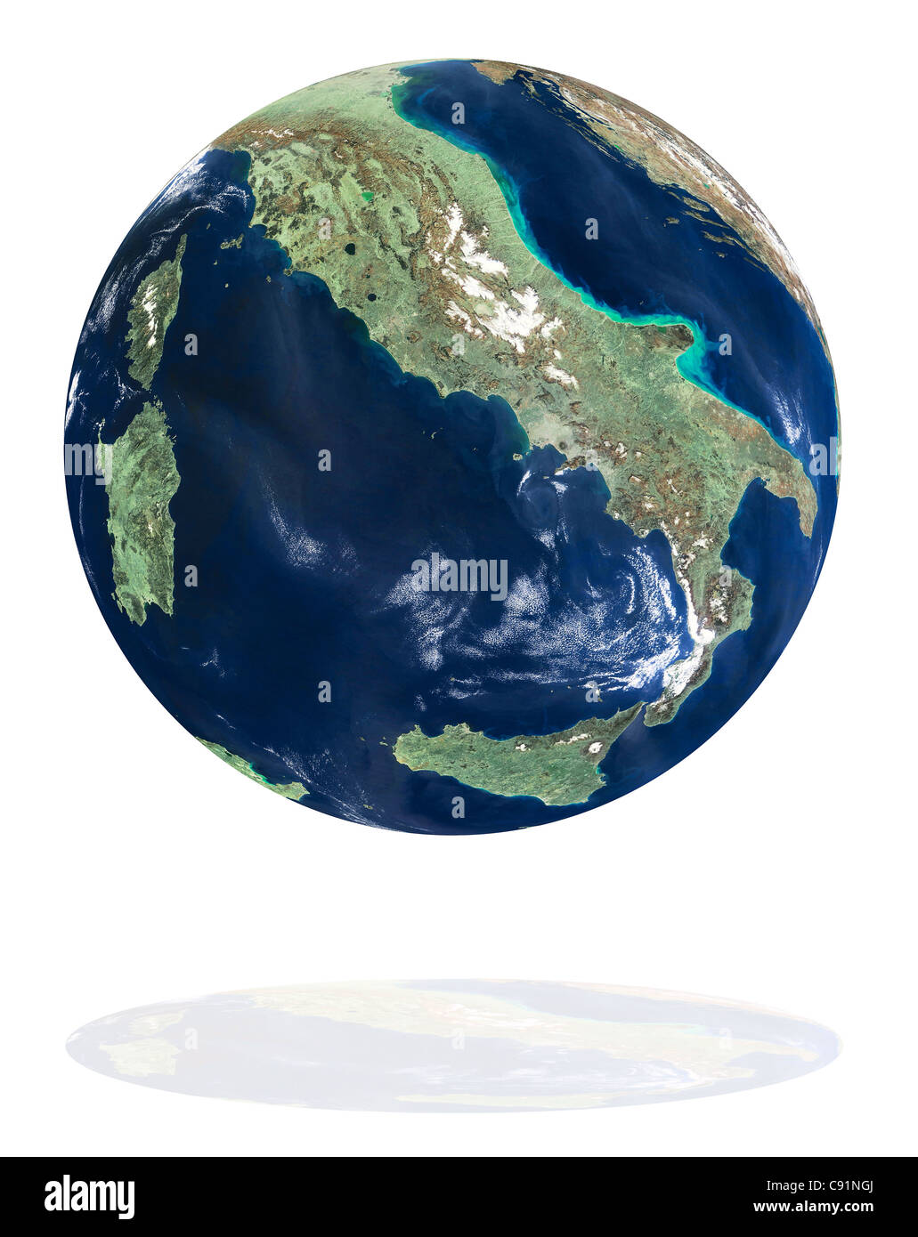 Italy on the Earth planet. Data source: Nasa Stock Photo