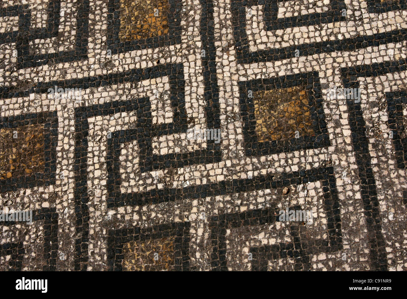 Roman swastika mosaic from the House of Orpheus in Volubilis, Morocco. Stock Photo