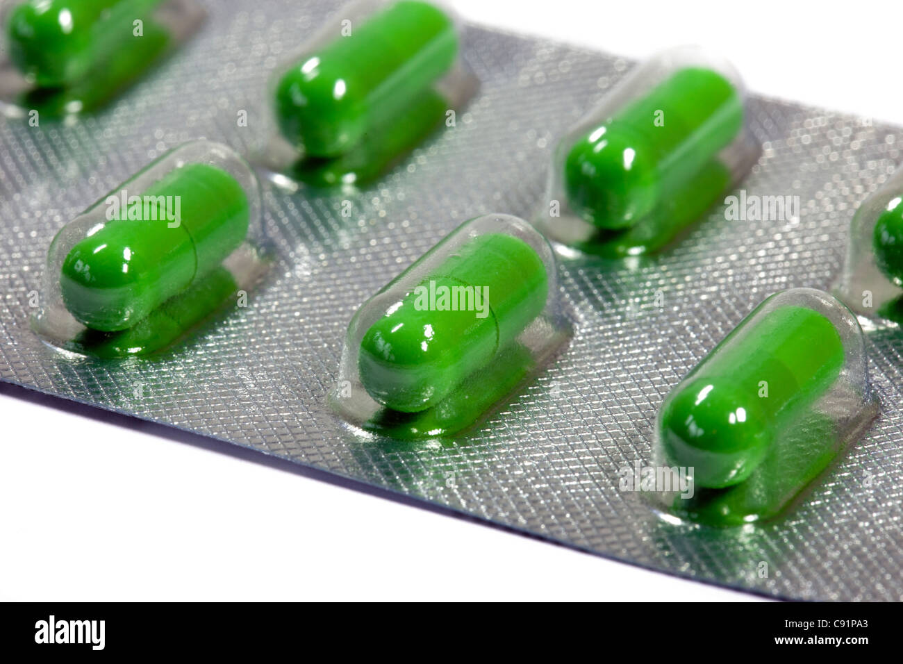 Fluoxetine Capsules (Prozac) in Blister Packaging Stock Photo