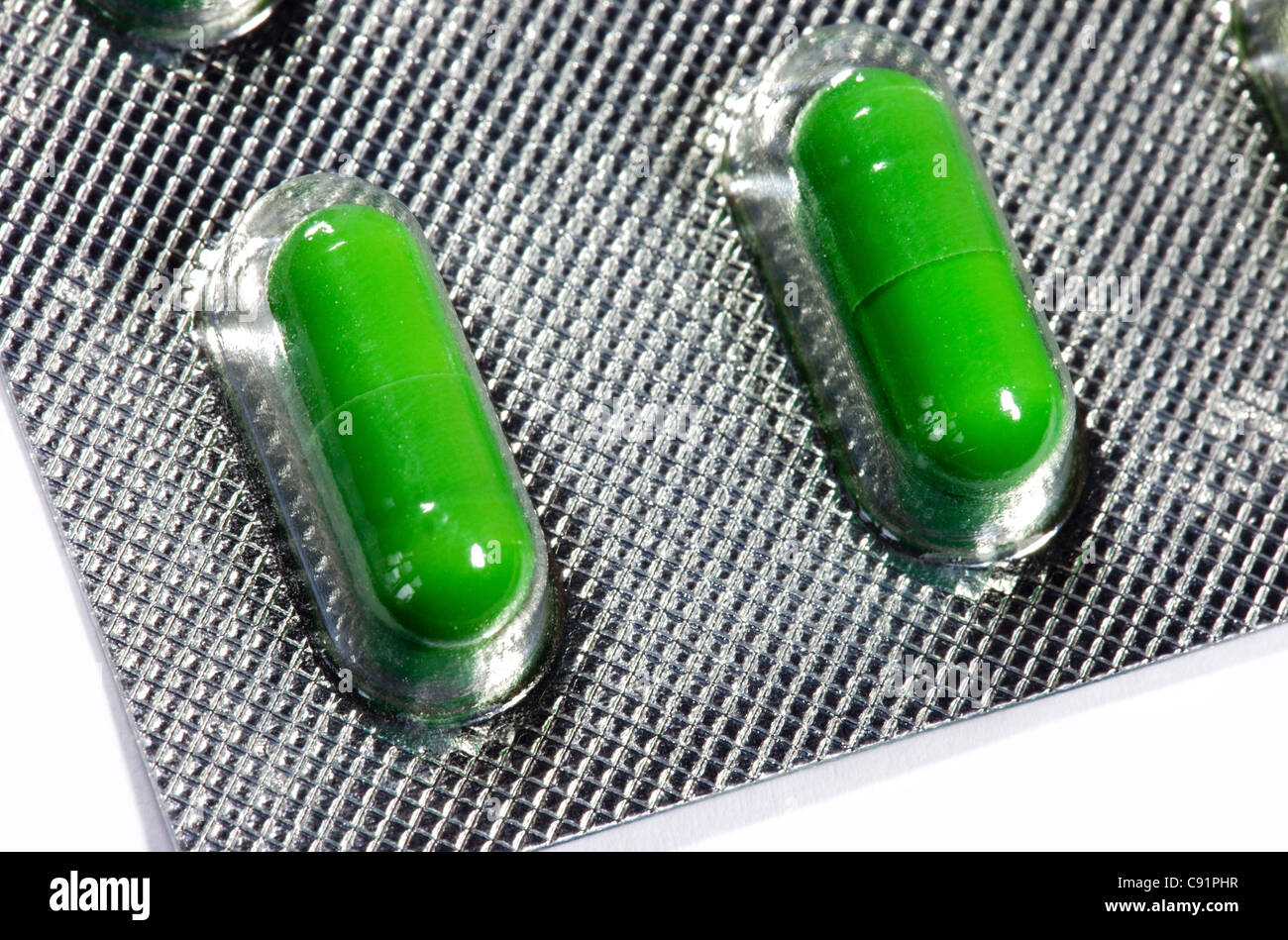 Fluoxetine Capsules (Prozac) in Blister Packaging Stock Photo