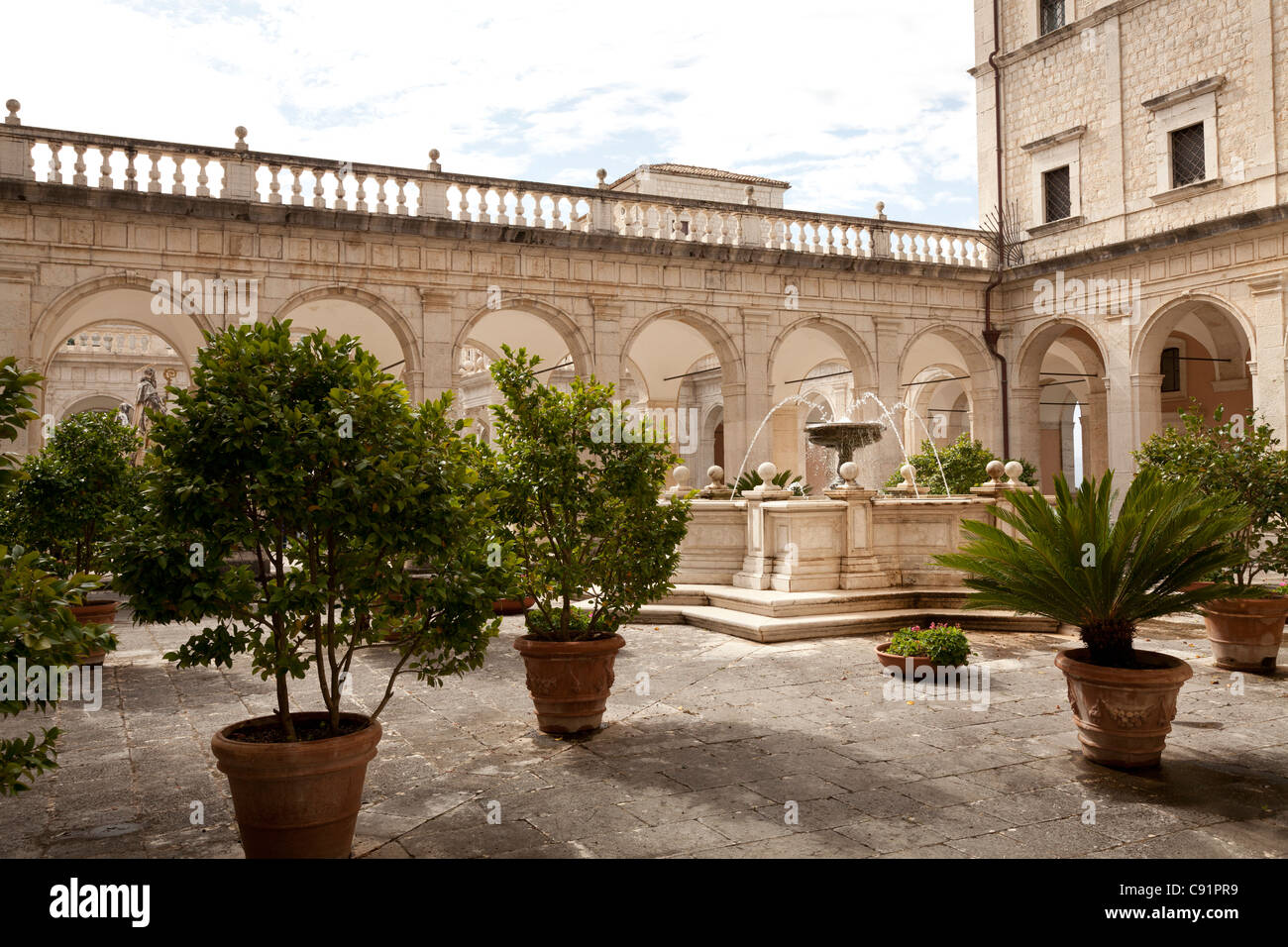 Monumental Archive Cloister at Monte cassino Abbey Stock Photo