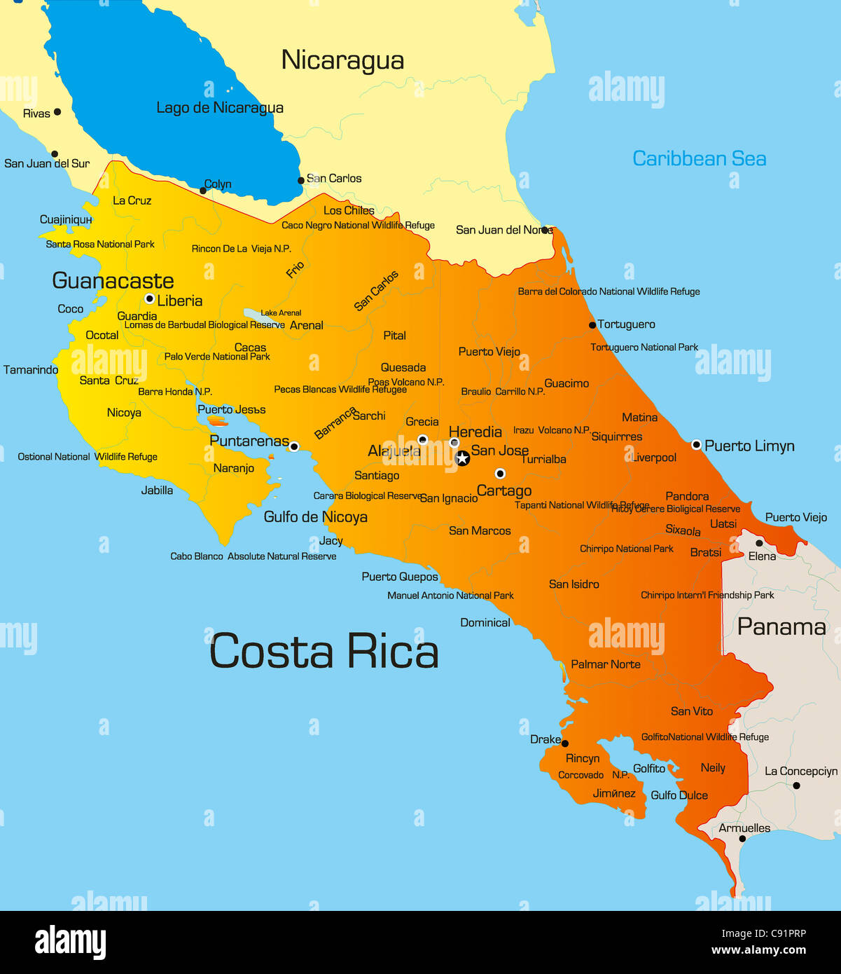 Vector color map of Costa Rica country Stock Photo Alamy