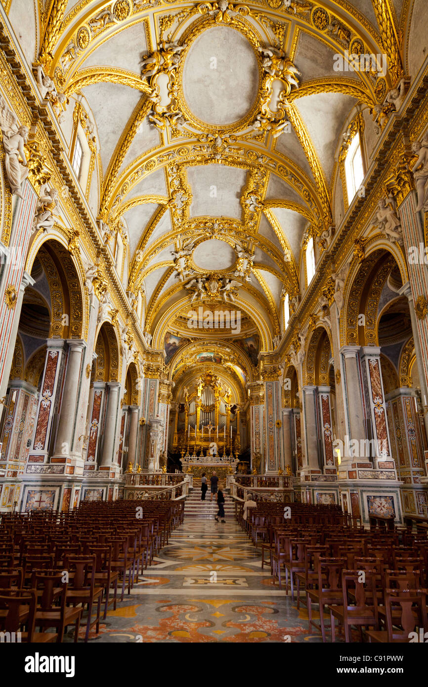 Inside the Basilica Cathedral at Monte Cassino Abbey. Stock Photo