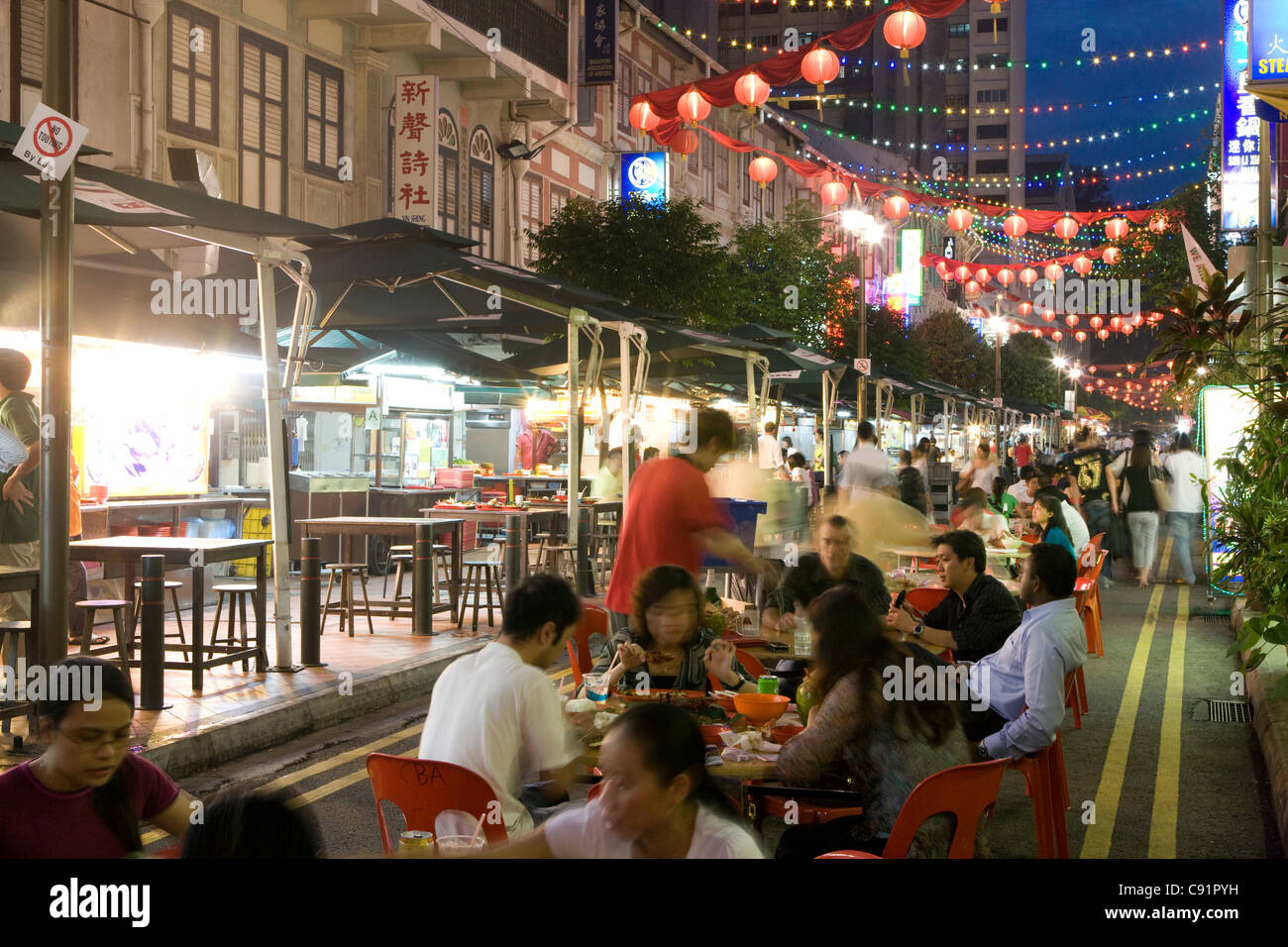 Chinatown Food Street [aka Smith Street] - al fresco eating Stock Photo