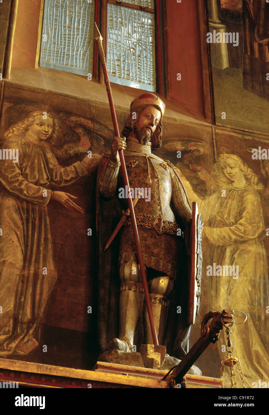 Gothic statue of St Wenceslas (1373) in St Wenceslas' Chapel of St