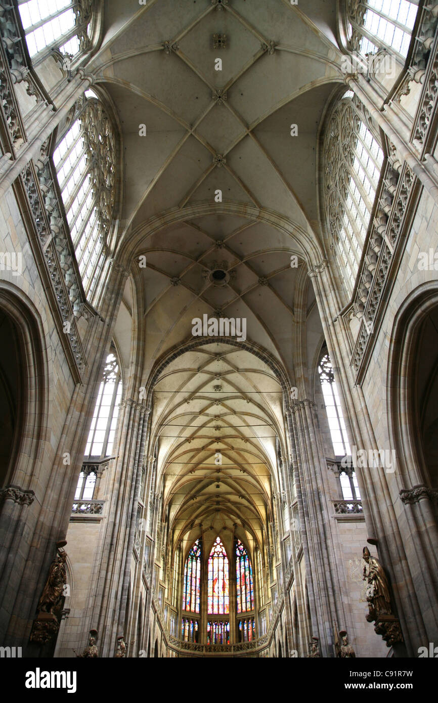 Interior of St Vitus’ Cathedral in the Prague Castle in Prague, Czech ...