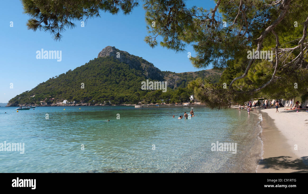 Beach & bay at Cala Formentor, Mallorca, Balearic Islands, Spain Stock Photo