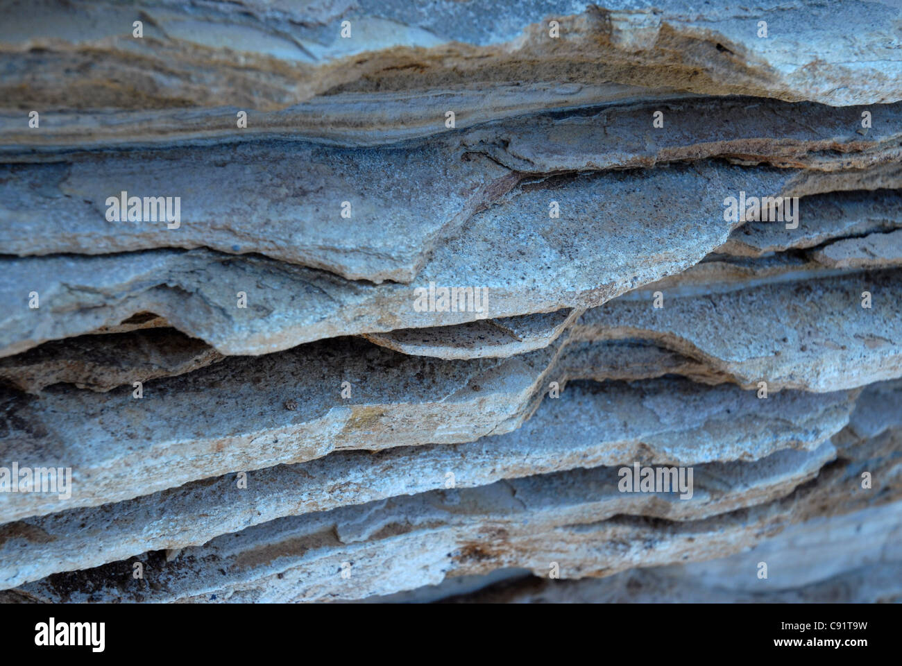 blue layers of stone in nature Stock Photo