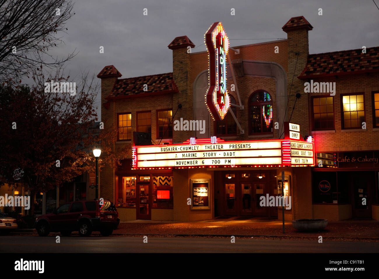 Bloomington Indiana Buskirk Chumley Theatre theater downtown night