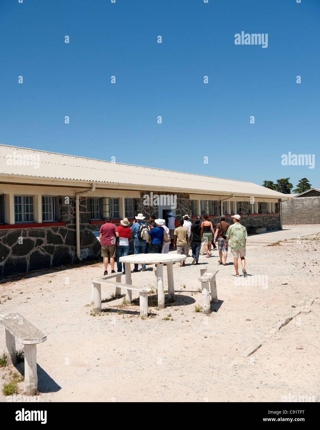 Robben Island off of the coast of Cape Town South Africa was previously a prison where political and general prisoners were Stock Photo