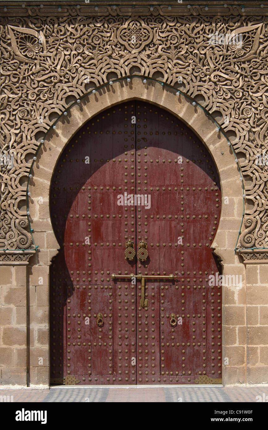 Main gate of the Mausoleum of Moulay Ismail in Meknes, Morocco. Stock Photo