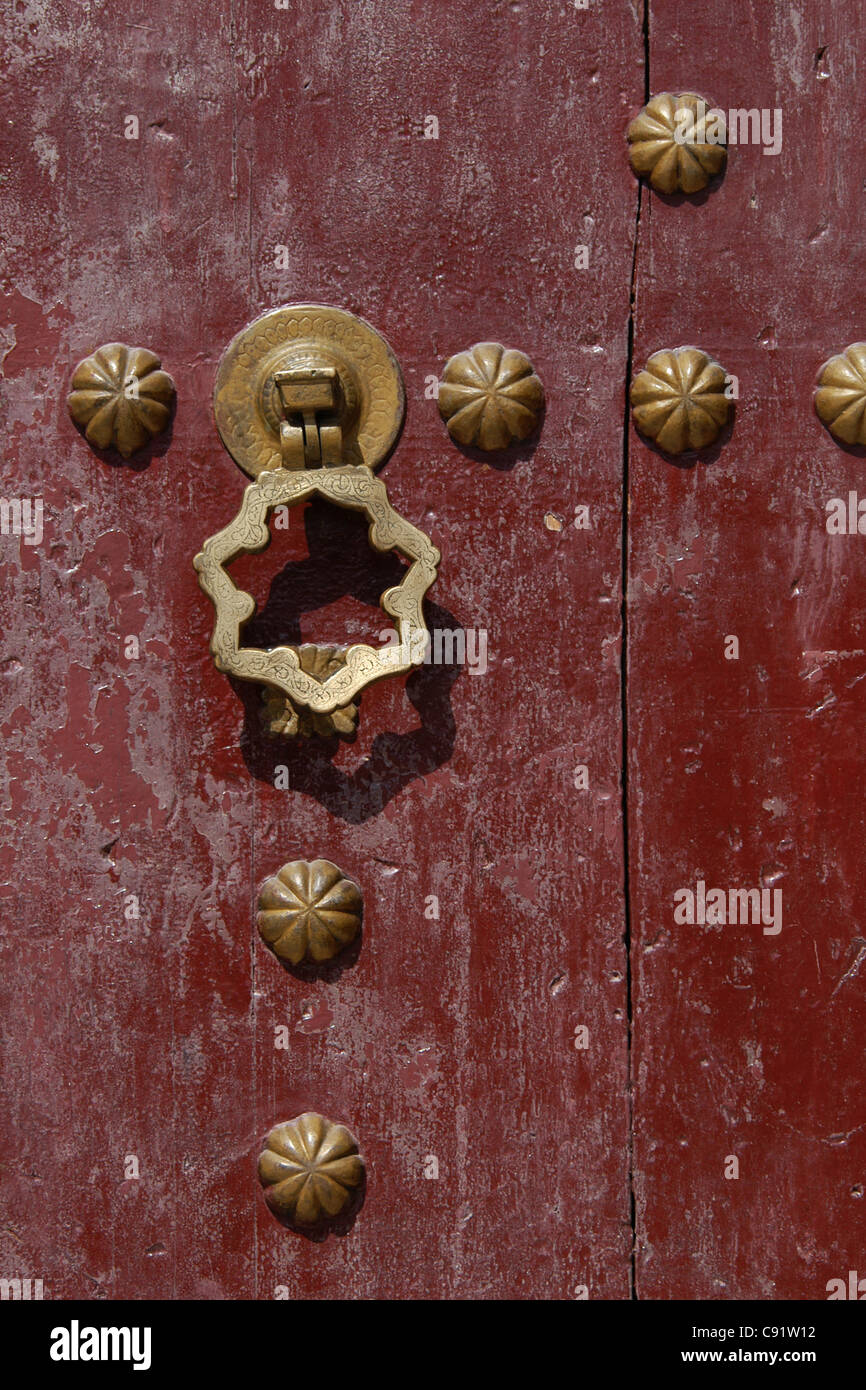 Door knocker in the Mausoleum of Moulay Ismail in Meknes, Morocco. Stock Photo