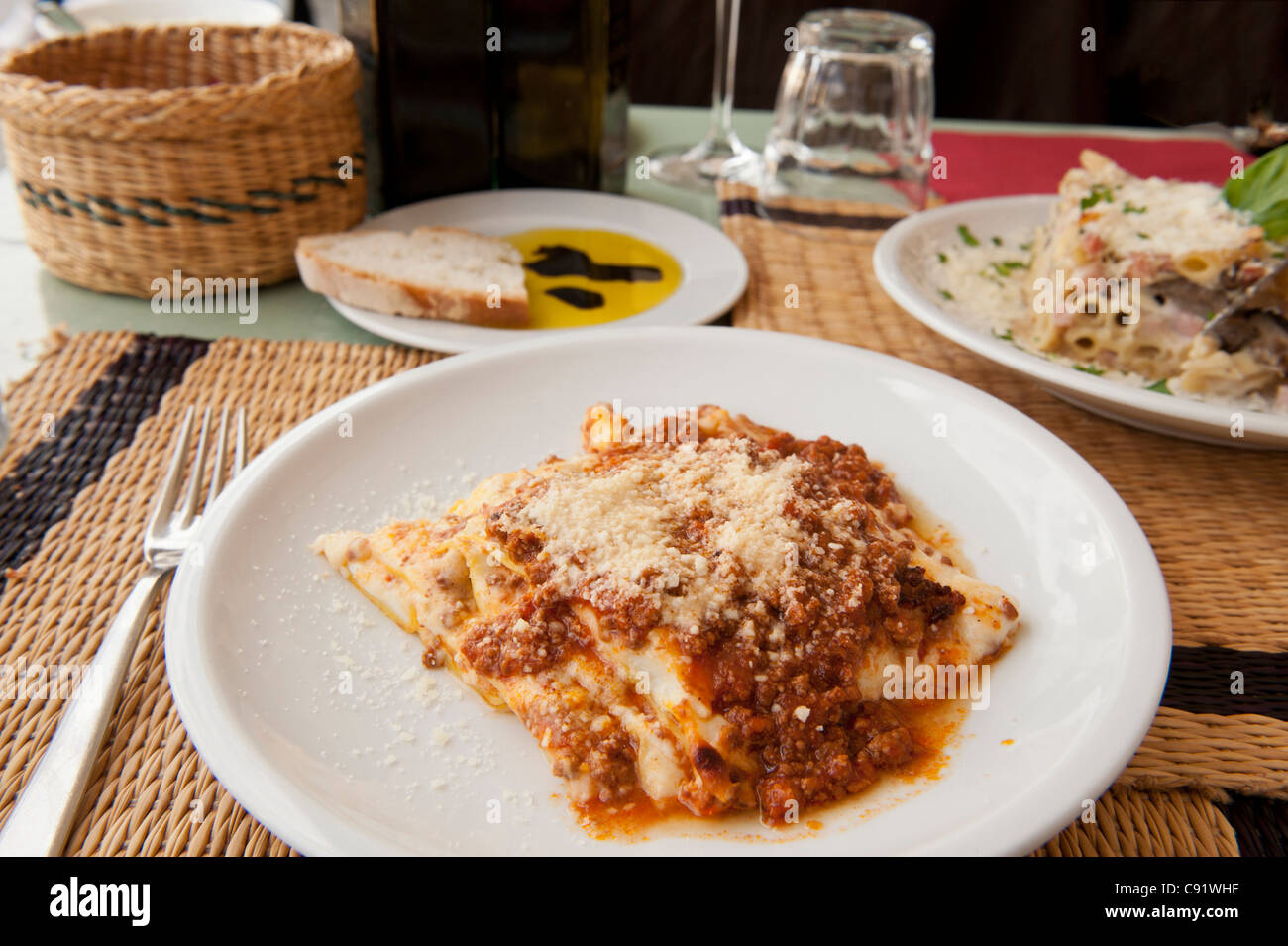 delicious Italian lasagna meal Stock Photo