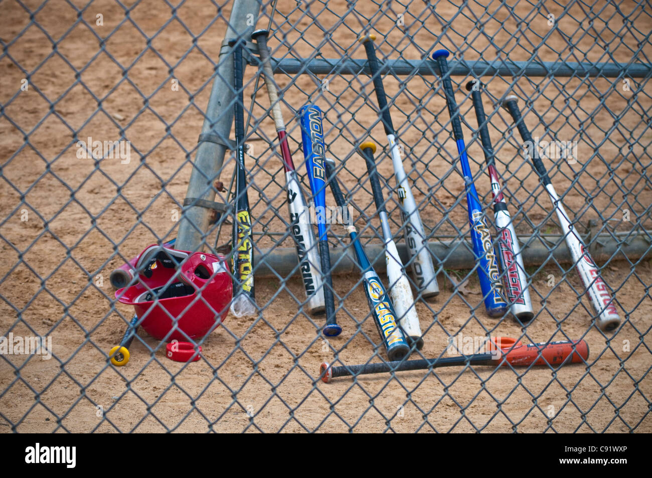 Youth softball baseball game. Bats Stock Photo Alamy