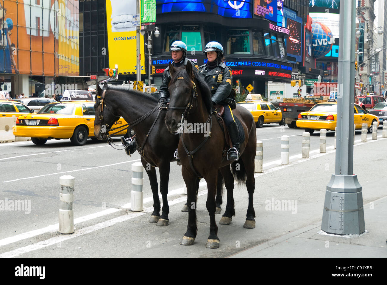 Two New York Mounted police officers Times Square New York Stock Photo ...
