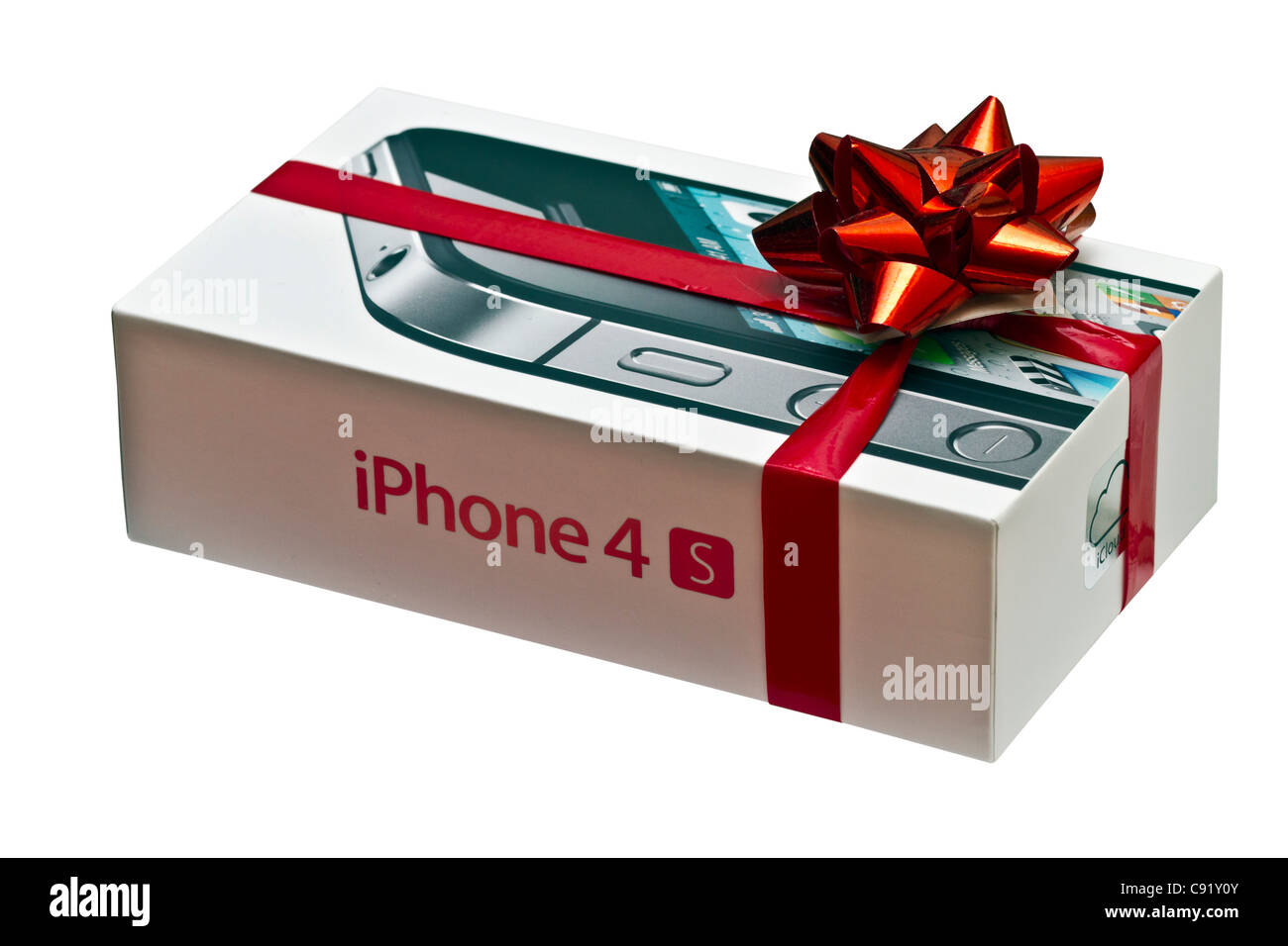 Iphone 4S in its case, gift-wrapped Stock Photo