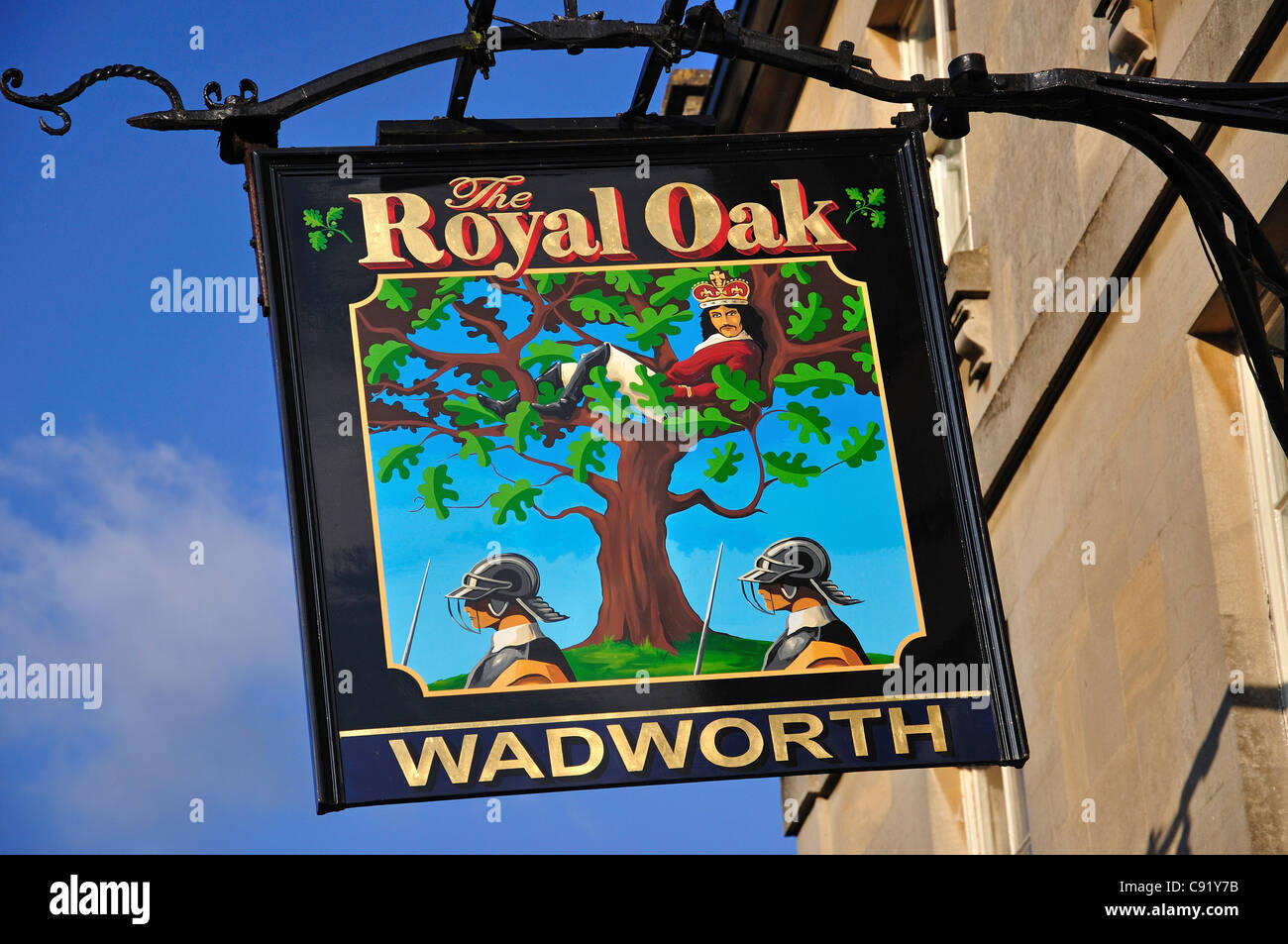 The Royal Oak Pub sign, High Street, Corsham, Wiltshire, England