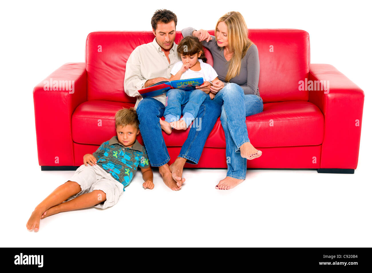 family with two children Stock Photo