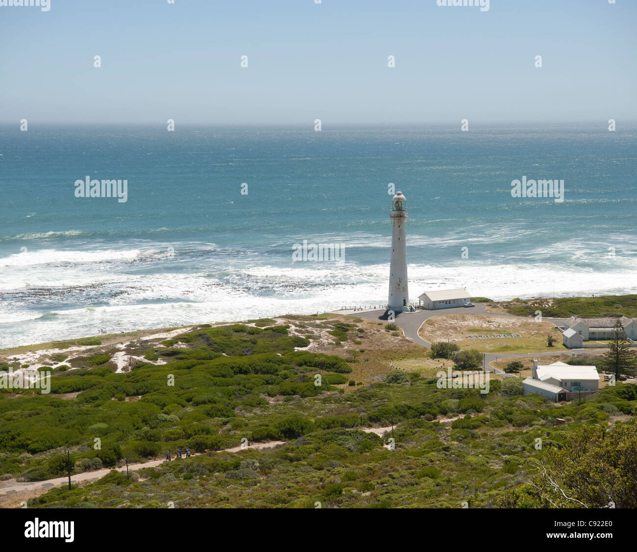 Slangkop Lighthouse at Kommetjie near Cape Town. has been operational since 4 March 1919. It is the tallest cast iron tower on Stock Photo