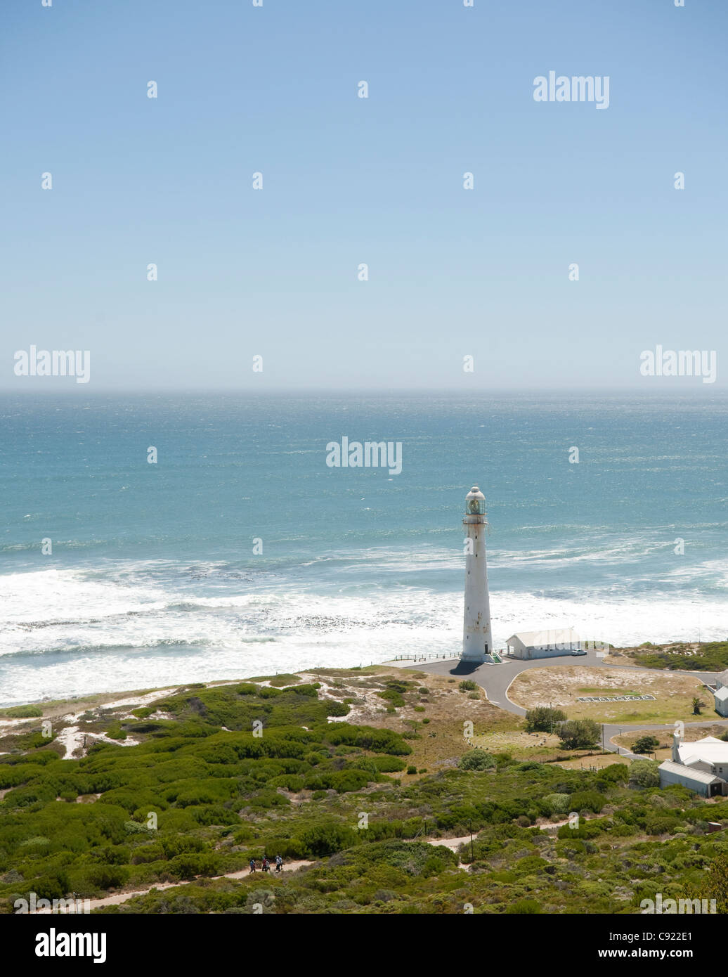 Slangkop Lighthouse at Kommetjie near Cape Town. has been pperational since 4 March 1919. It is the tallest cast iron tower on Stock Photo