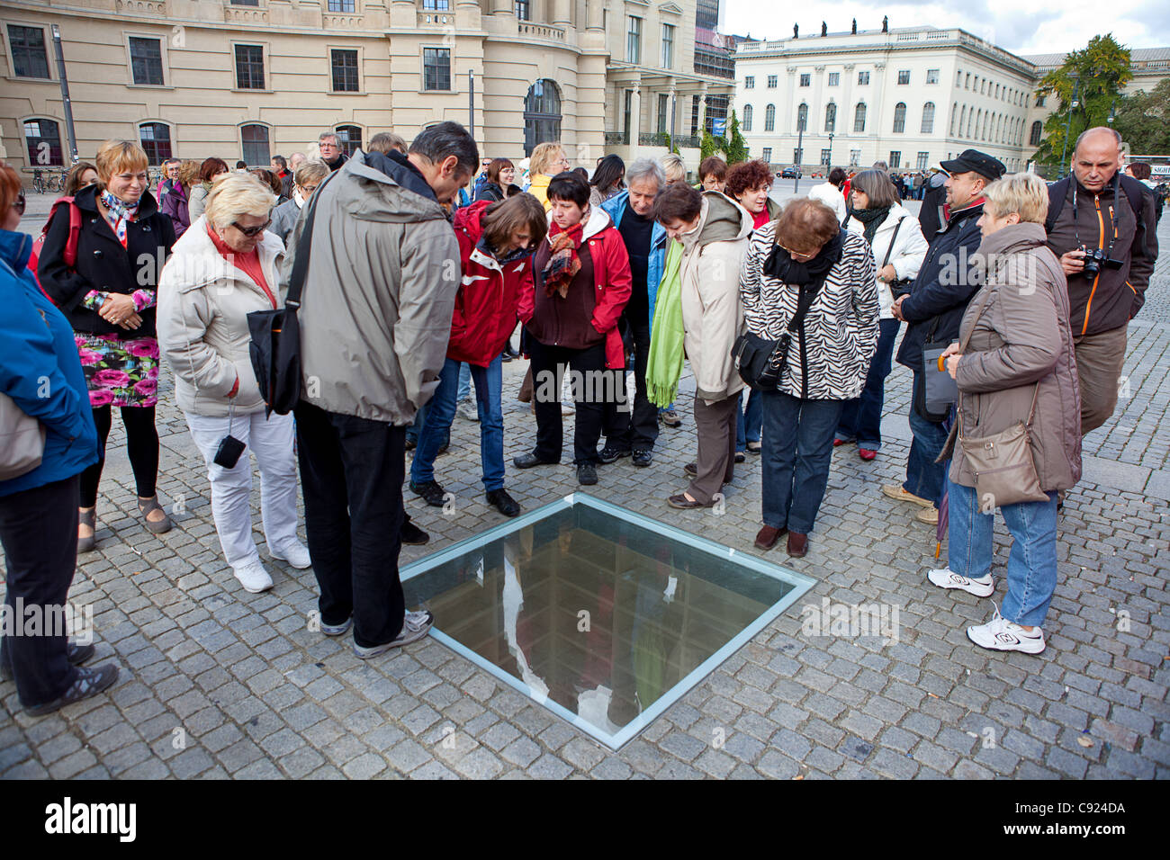 Tourists on the site of the Burning of the Books, Babelplatz ,Berlin,Germany Stock Photo