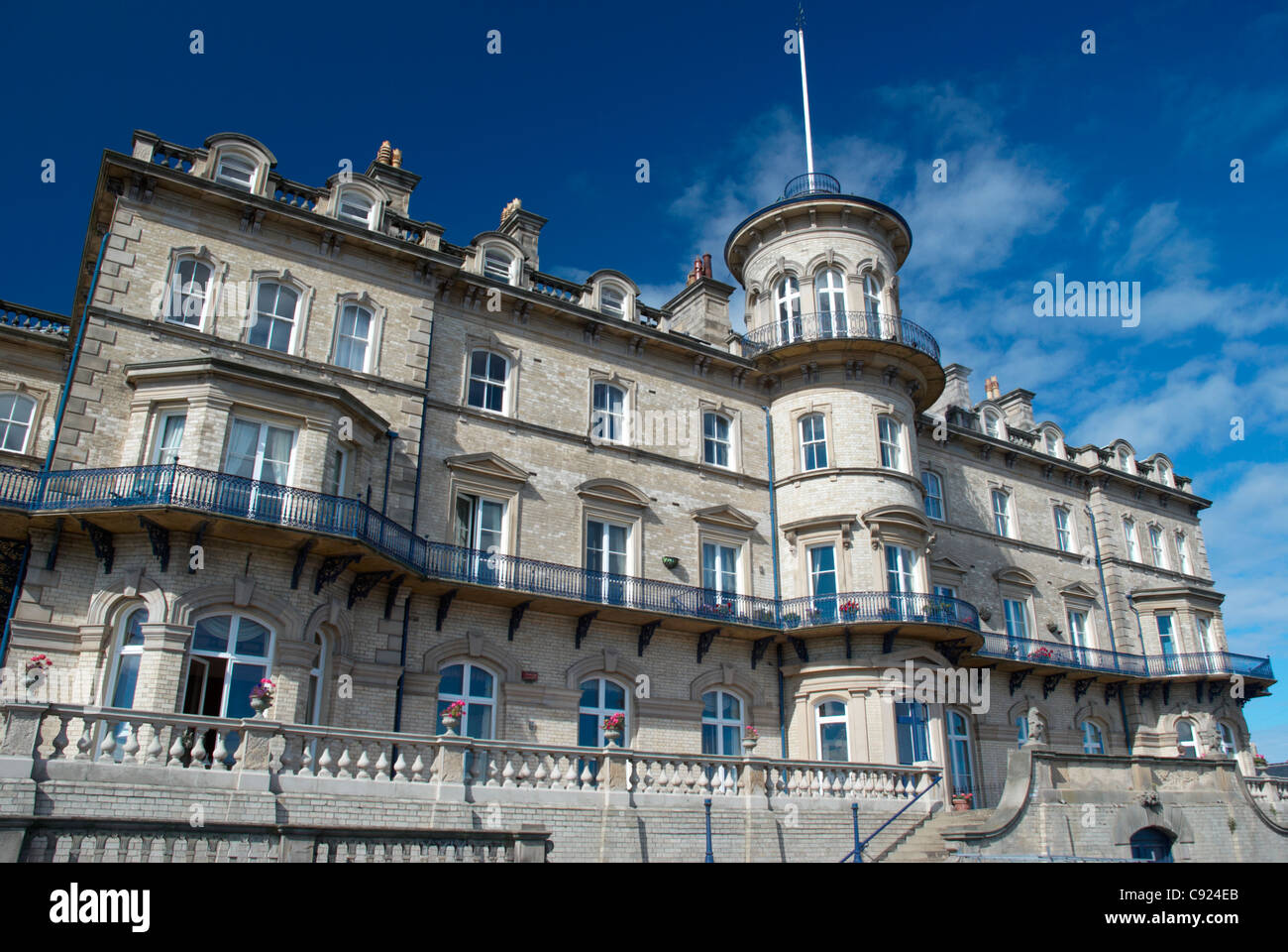 UK, North Yorkshire, Saltburn sea front showing the Zetland Hotel Stock