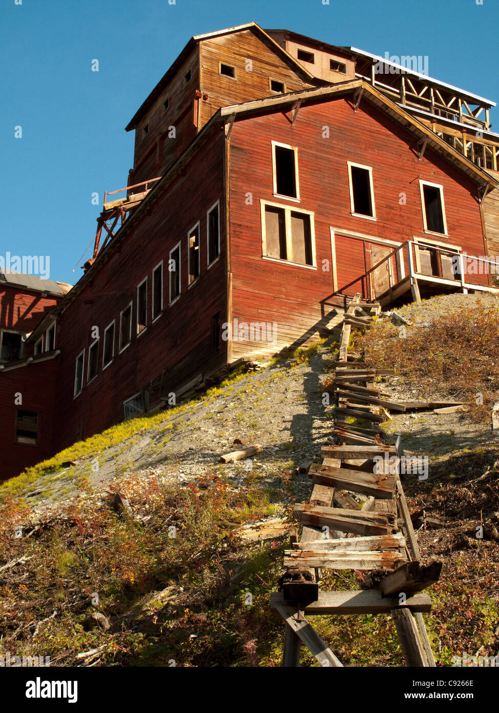 View of the mill building, Kennecott Mines National Historic Landmark, Wrangell-St. Elias National Park & Preserve, Alaska Stock Photo