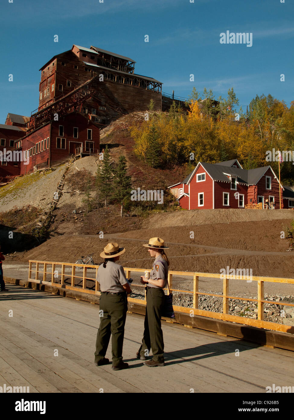National Park Service Park Rangers talking at the Kennicott Mine ...