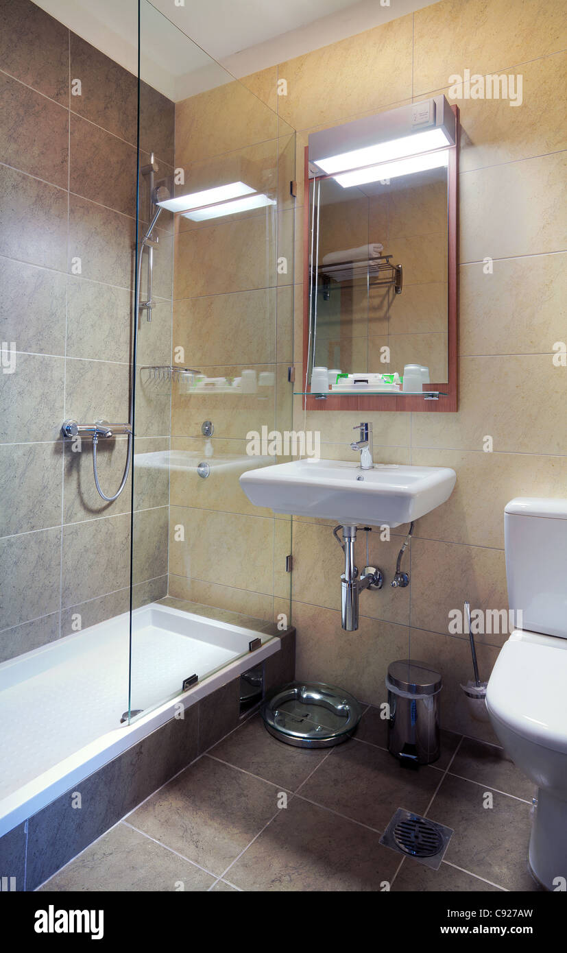 Interior of a modern hotel toilet Stock Photo Alamy