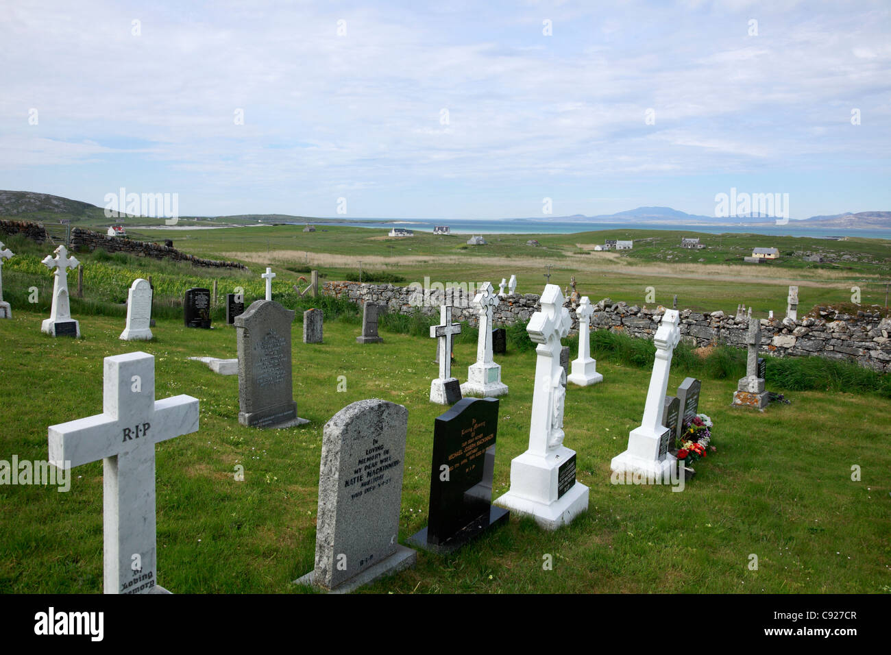 A remote graveyard on the island of Barra in the Outer Hebrides ...