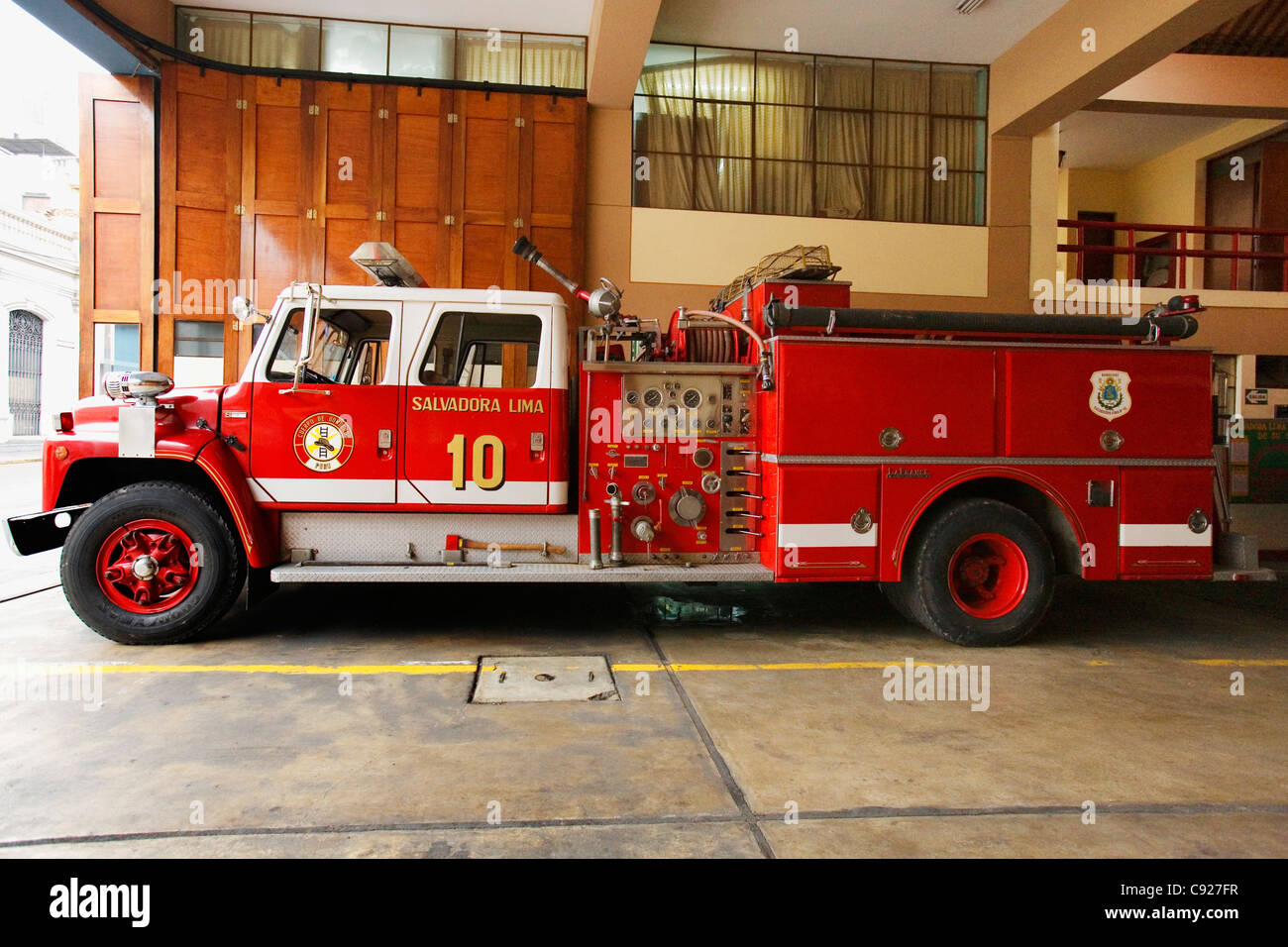 Peru, Lima, fire engine Stock Photo