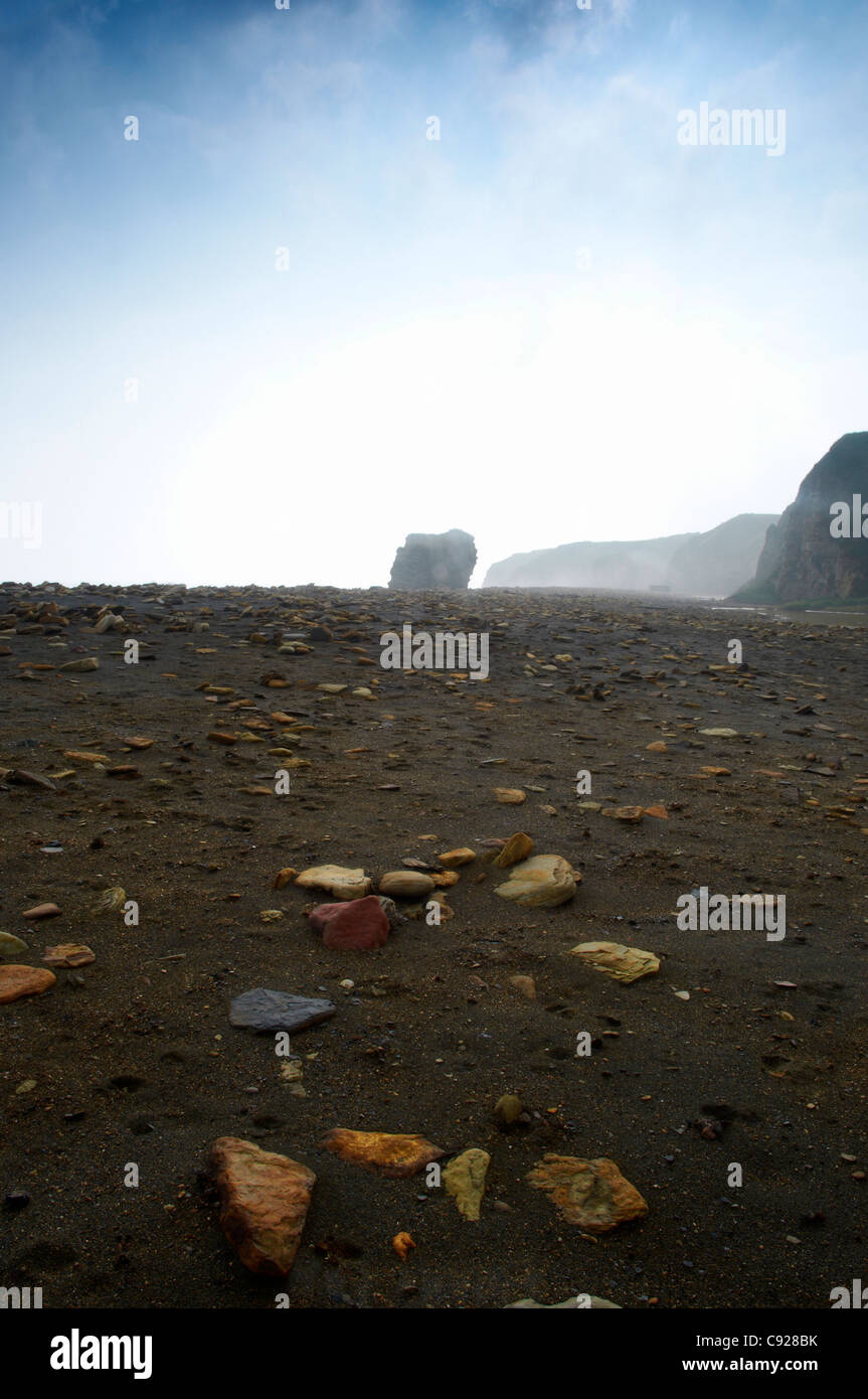 Blast Beach at Dawdon looking to Nose's Point on Durham Heritage Coast. The remnants of the mining industry's effect on the Stock Photo