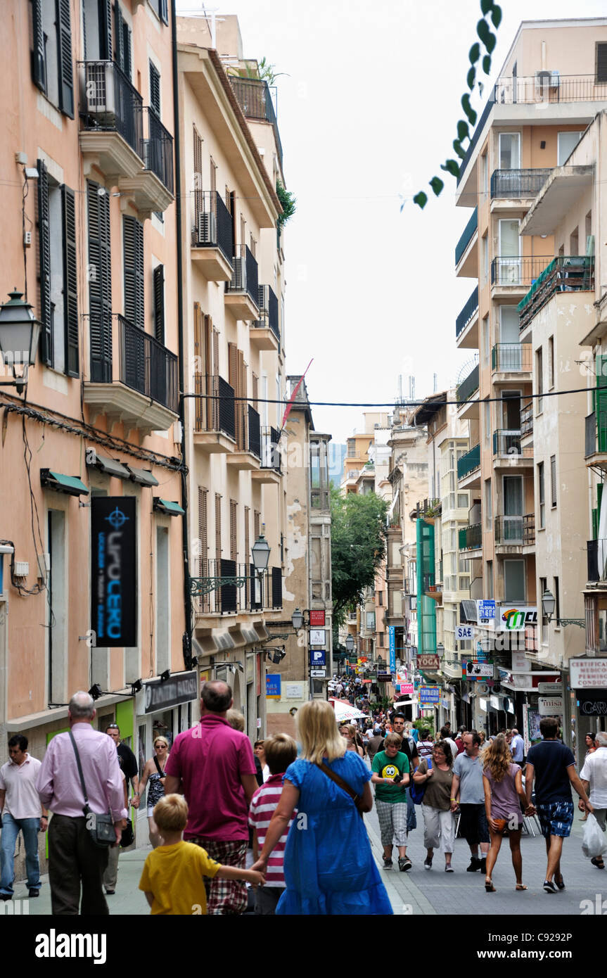 Tourists on the streets of Palma De Mallorca, Spain, Europe Stock Photo