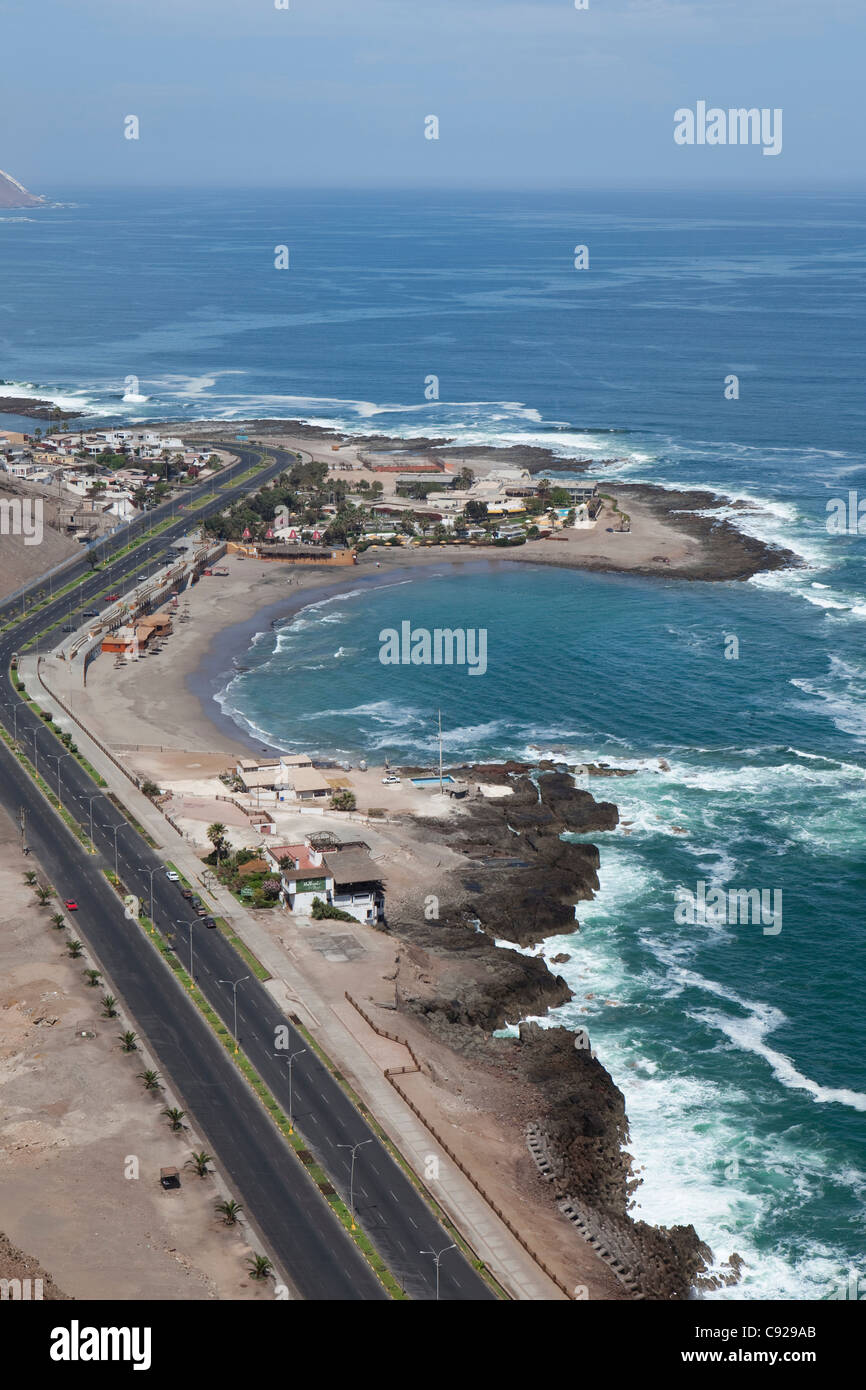 Chile, Arica, Morro de Arica, aerial view of El Laucho beach Stock Photo