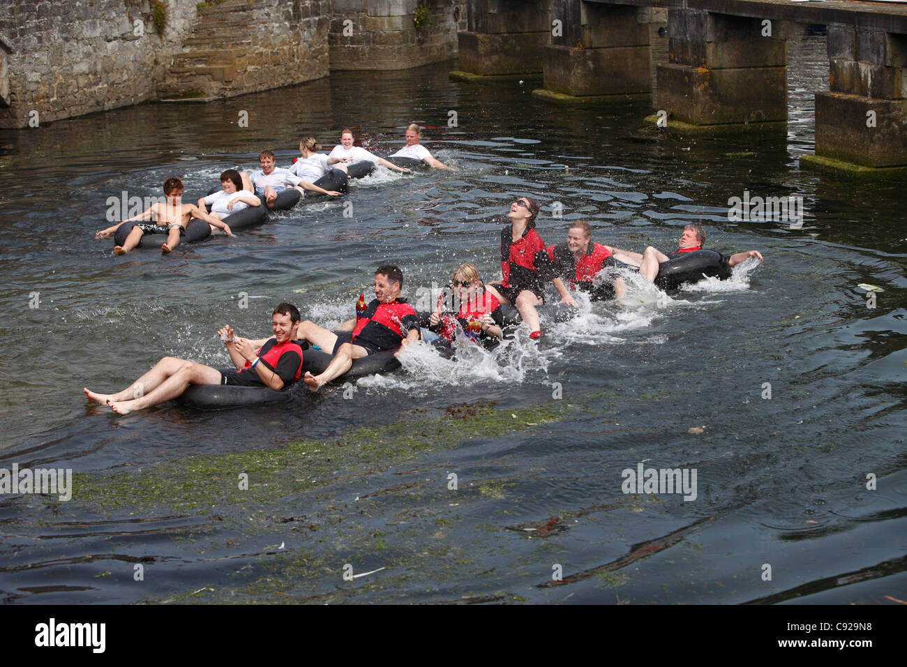 Snake race at the quirky World Tin Bath Championships held on a summer