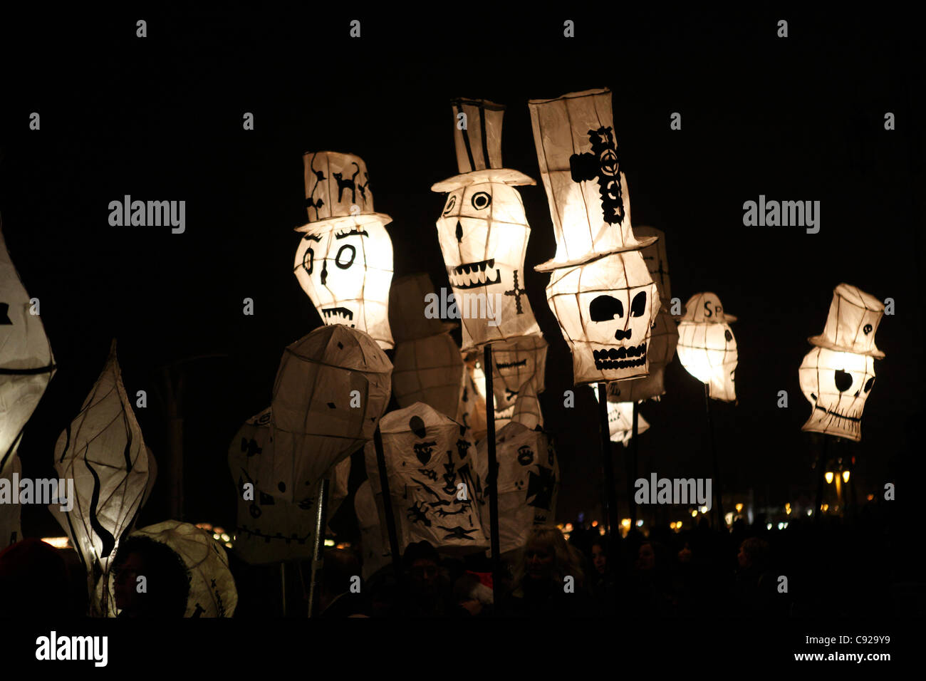 Parade. The quirky annual winter solstice festival, Burning The Clocks, in Brighton, East Sussex, England Stock Photo