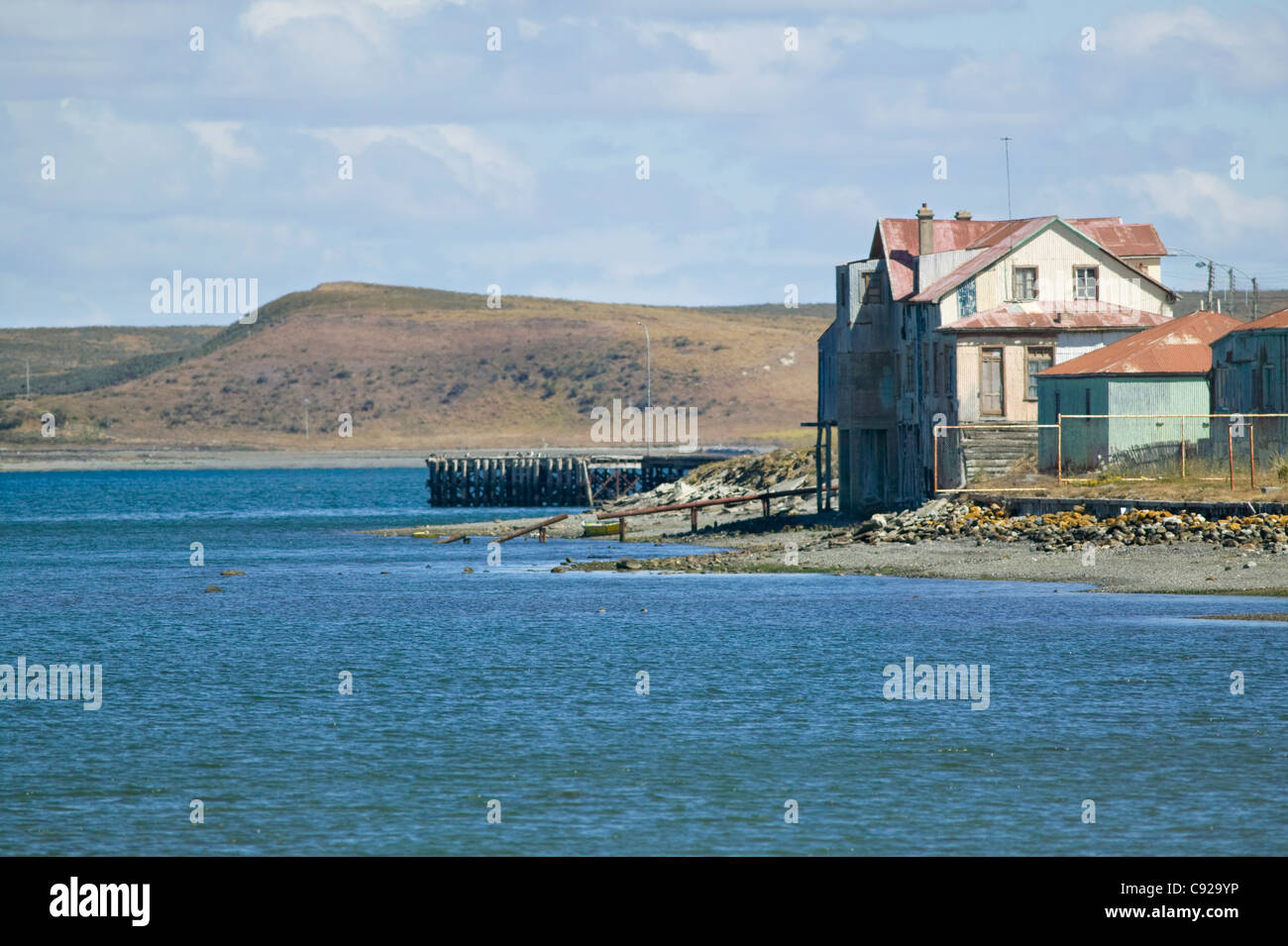 Chile, Tierra del Fuego, Porvenir, old port buildings Stock Photo