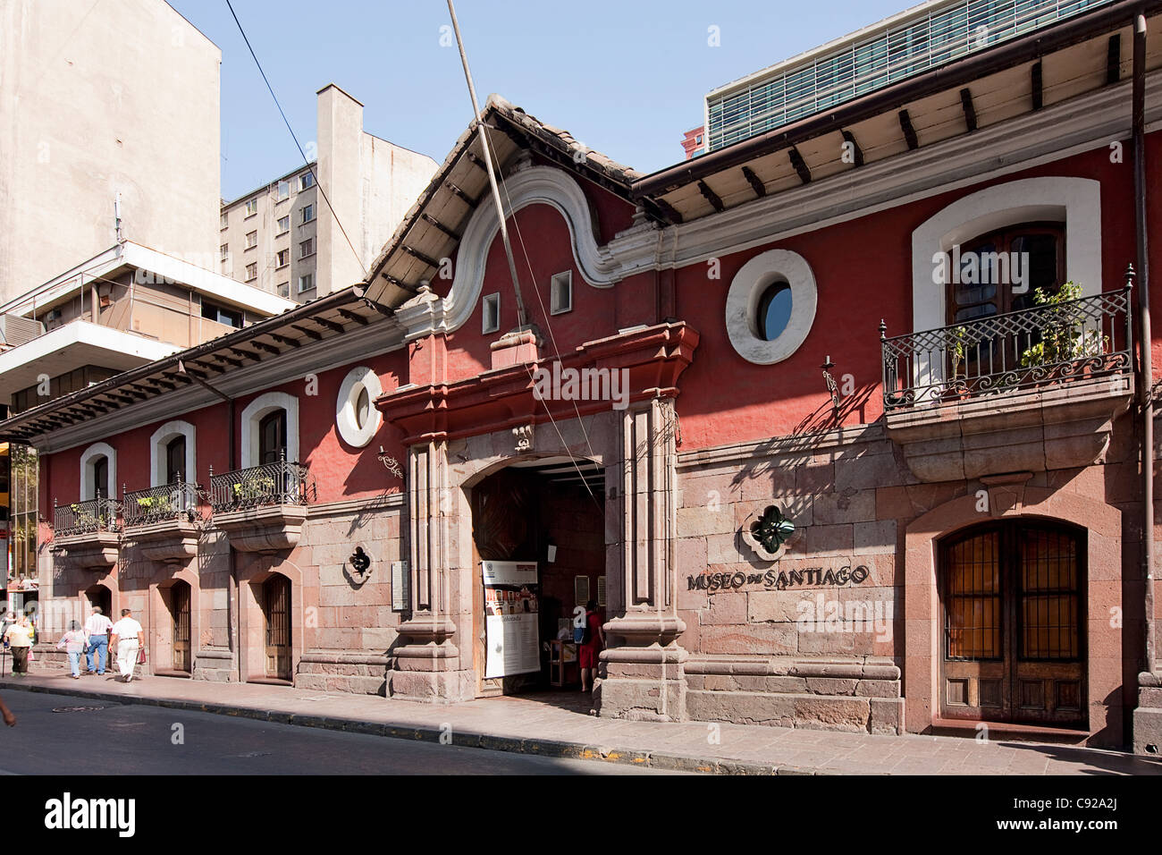 Chile, Santiago, Casa Colorada, facade of colonial building housing the Museo de Santiago (Museum of Santiago) Stock Photo