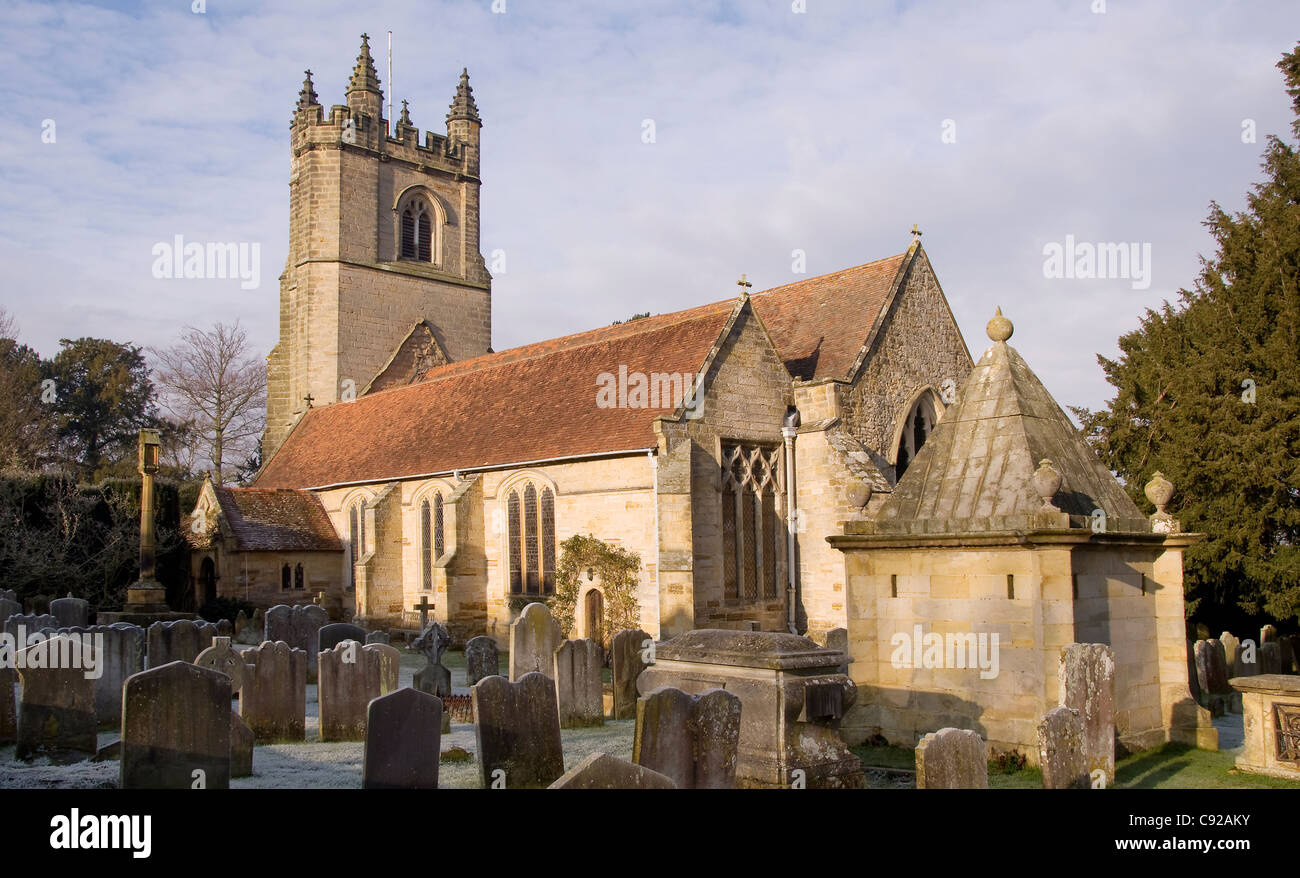 The village of Chiddingstone has a large parish church of St Mary's with a square tower dating from the 14th century. Stock Photo