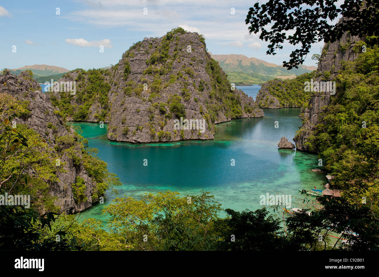 Kayangan lake or blue lagoon, Coron island, Philippines Stock Photo