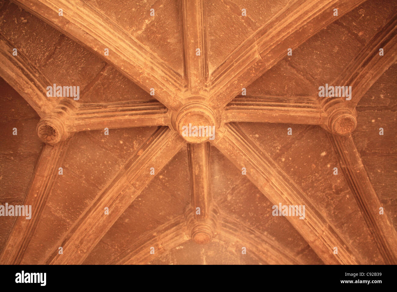 Spain, rib-vaulting on old archway, detail Stock Photo