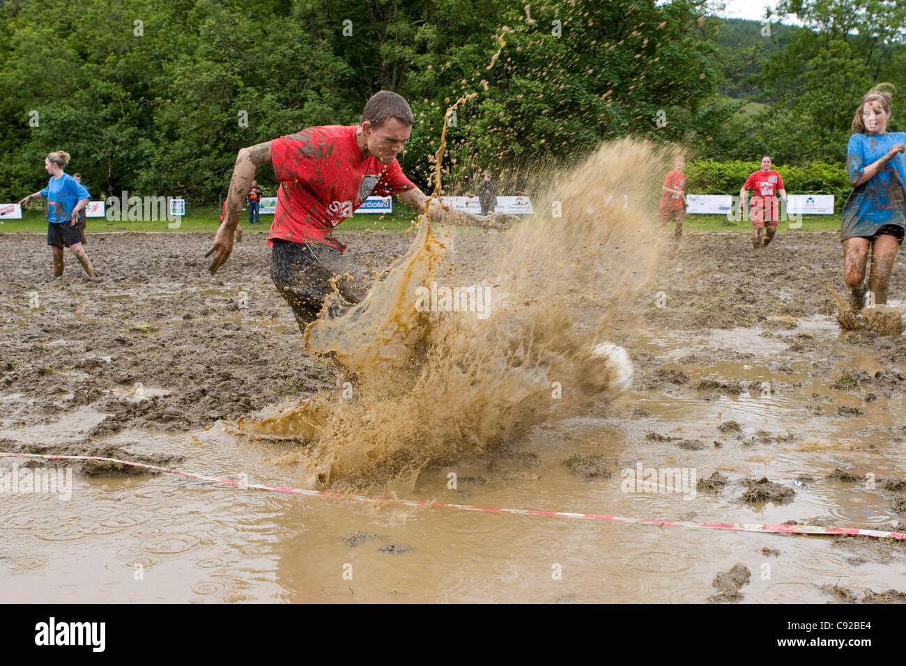 The quirky annual Swamp Soccer World Cup, held in Strachur, Argyll, Scotland Stock Photo