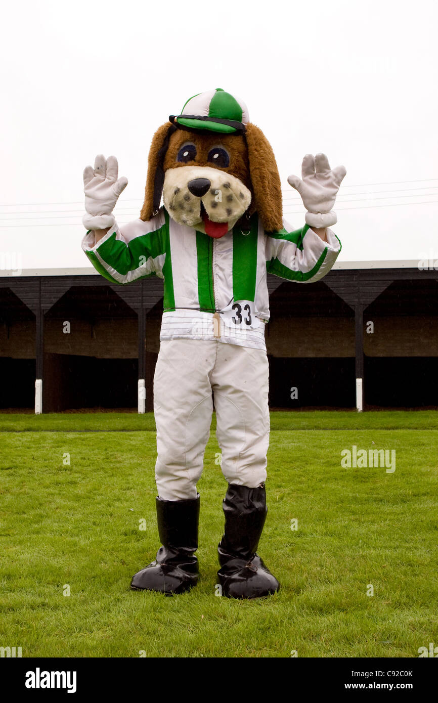 The quirky annual Mascot Grand National, held in aid of charity in October at Huntingdon Racecourse, Cambridgeshire, England Stock Photo