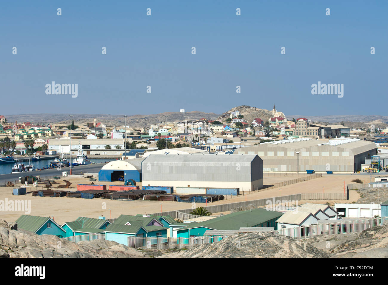 Luederitz harbor and parts of the town Namibia Stock Photo
