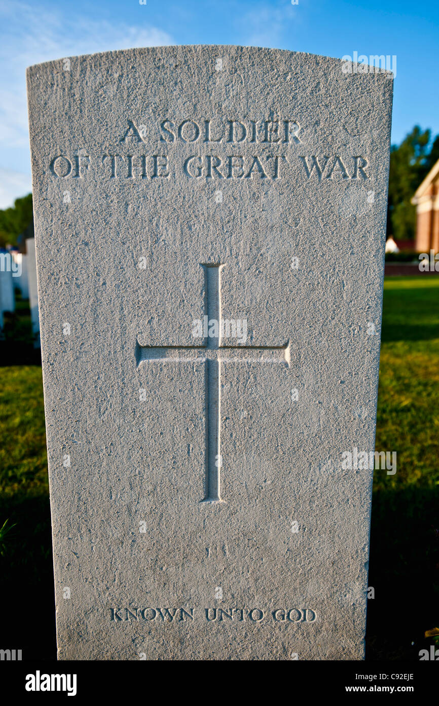 Close up of soldier's headstone Stock Photo