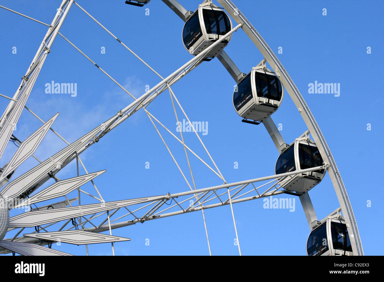 The winter ferris wheel in Marche aux Poissons is a seasonal and Christmas tourist attraction. Stock Photo
